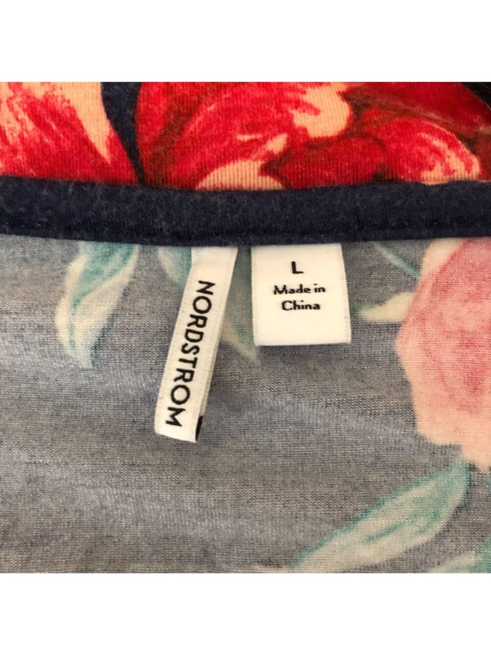 Nordstrom Womens Nightgown Sleep Shirt Floral Blue Red L - Picture 3 of 5